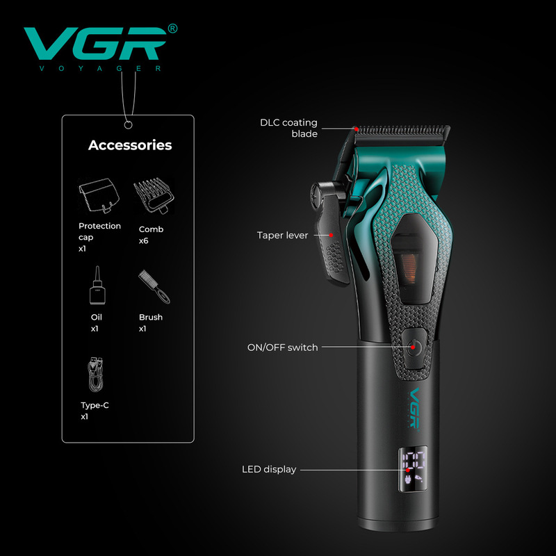 VGR271 クロスボーダー電気バリカン充電式デジタルディスプレイメンズオイルヘッドプロフェッショナル高速 11000RPM 電気バリカン|undefined