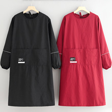 新款加长加大罩衣防泼水围裙厨房家用印字餐饮上班工作服防污耐脏