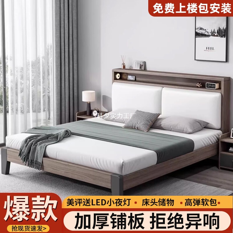 实木床1.8x2米双人床1.5米家用小户型出租房民宿1.2m单人床架|undefined