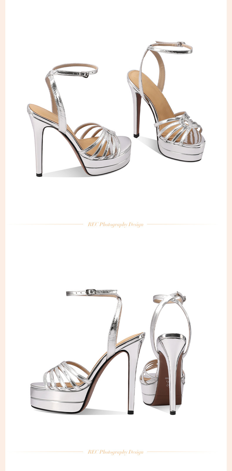 Sandal nữ cao gót mũi nhọn quai khóa một dây, đế platform chống nước, phong cách retro gợi cảm — đen chi tiết 7