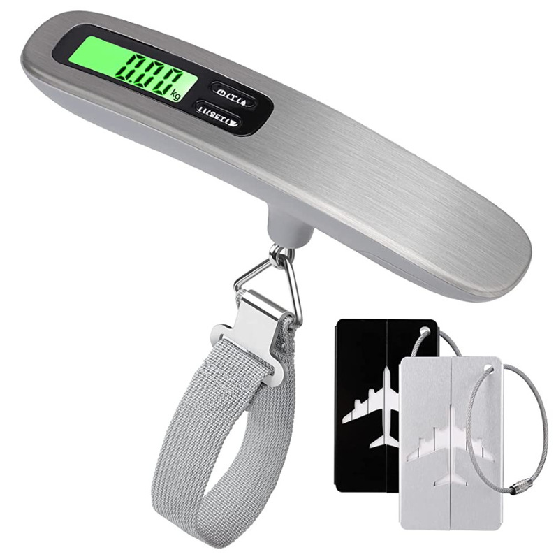 Supply stainless steel surface shell with 2-color backlight display overload point arbitrary setting electronic portable scale luggage scale Supply stainless steel surface shell with 2-color backlight display overload point arbitrary setting electronic portable scale luggage scale
