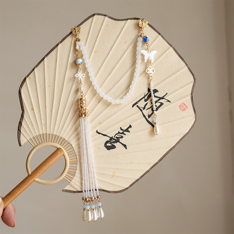 Chinese-Style Cheongsam Brooch Pendant Classical Butterfly Brooch Tassel Hanfu Tea Dress Accessory