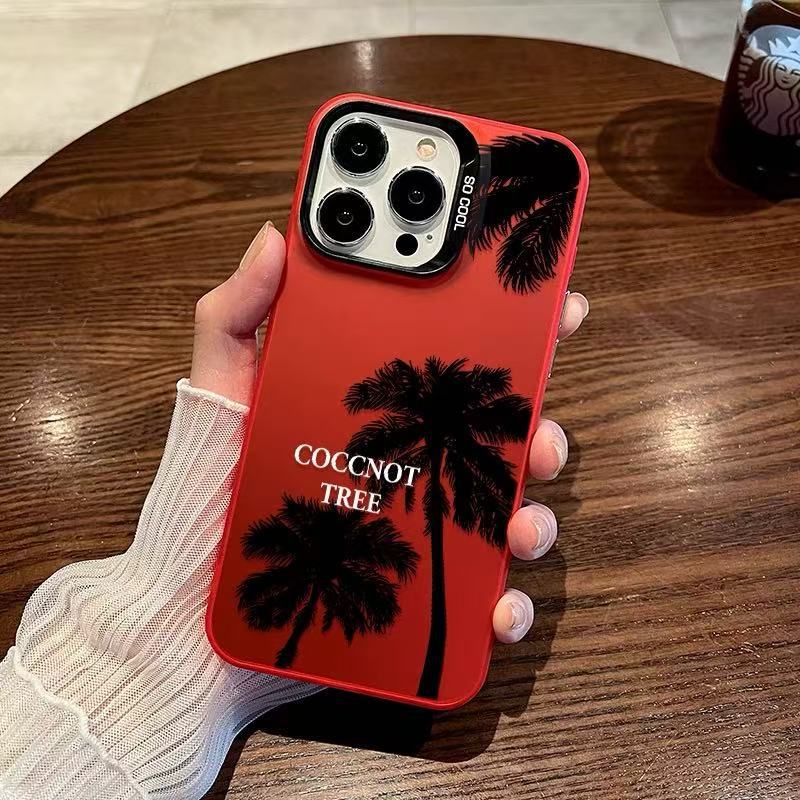 Nueva silueta de árbol de coco para iPhone 16 funda para teléfono móvil Apple 15promax/14 anti-caída 13pro12 Premium