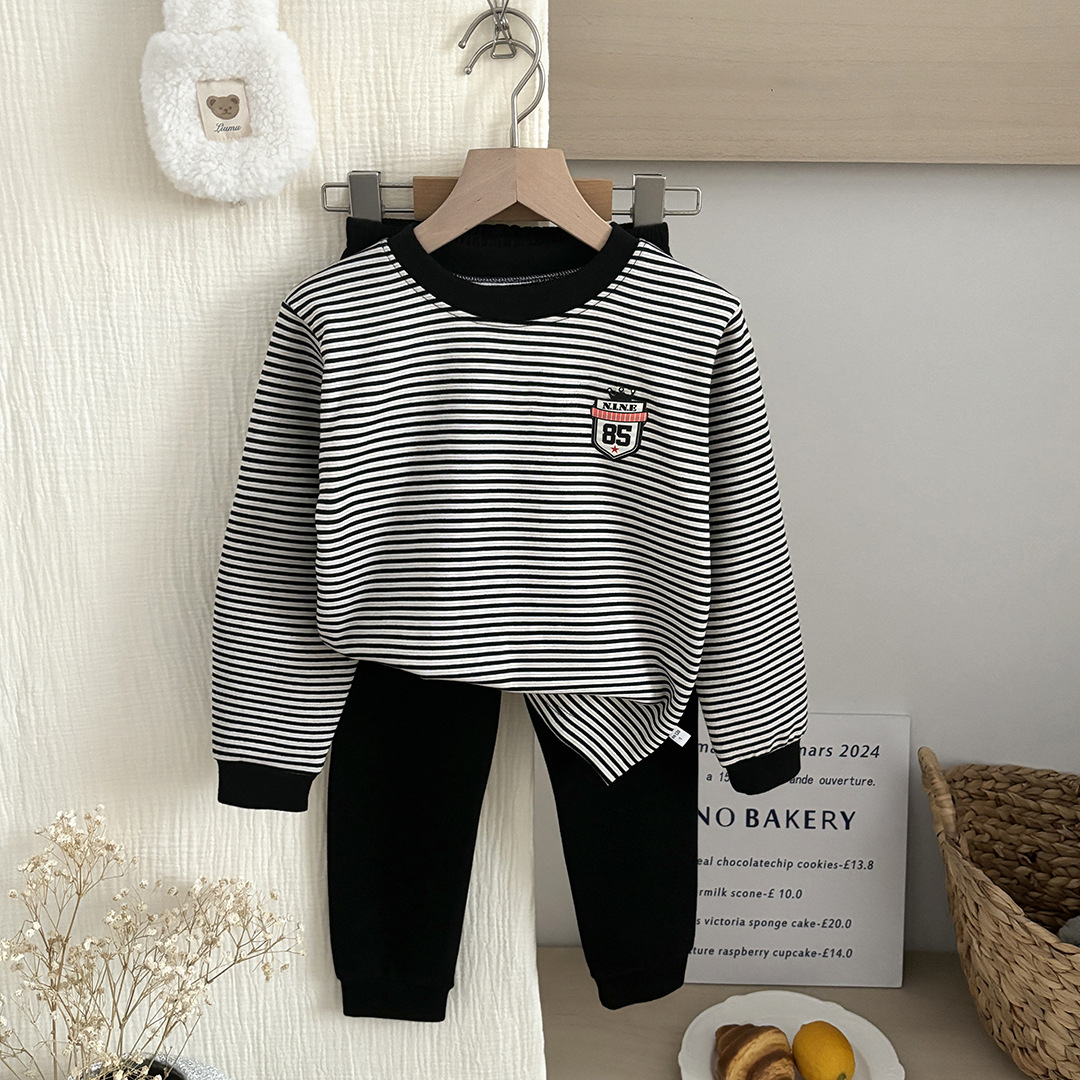 Conjunto de ropa interior caliente para niños otoño y invierno, ropa de seda de lana para niños y niñas, pantalones de otoño de dos piezas, ropa para el hogar para bebés