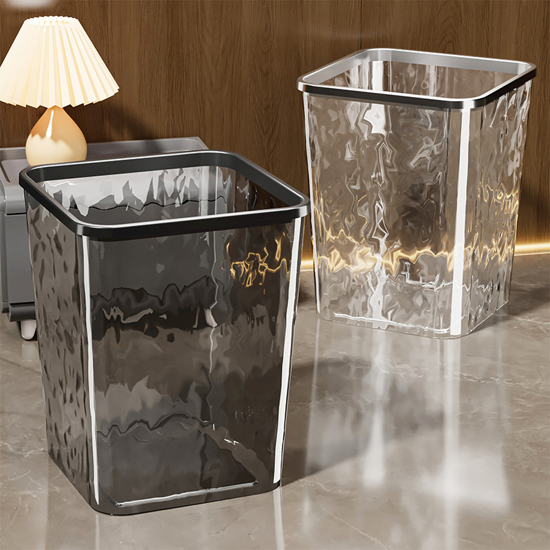 High-end toilet large-capacity new bucket light luxury 2025 trash can household bedroom living room kitchen transparent