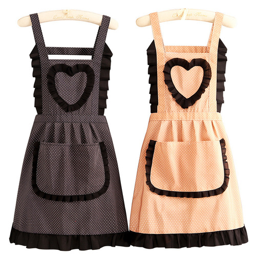 Home kitchen cooking canvas apron for women, anti-fouling, breathable and wear-resistant, fashionable Korean style work clothes, adult apron