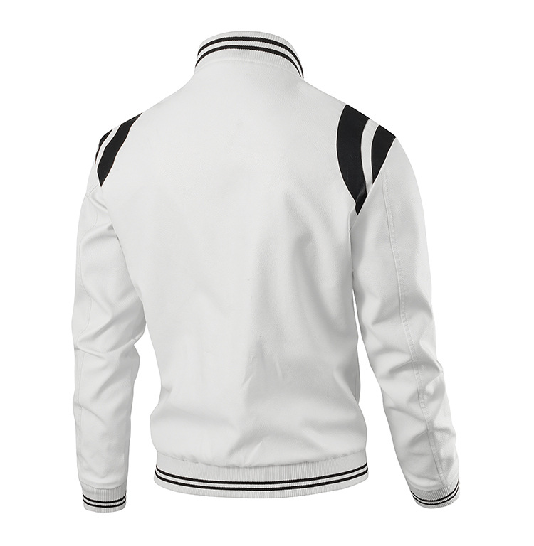 Herr bikerjacka i konstläder slim fit med ståkrage_voghion.com