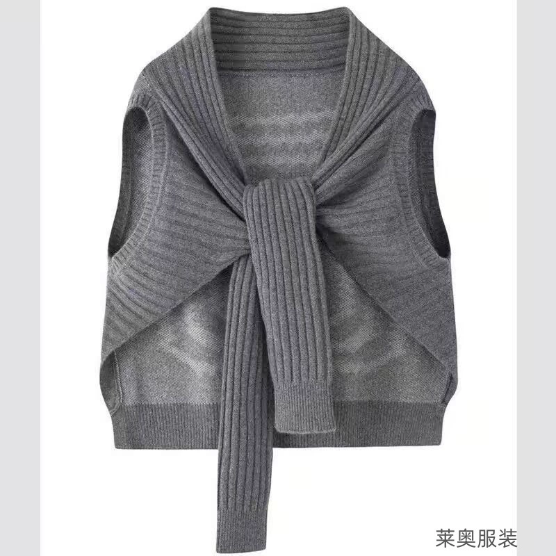 Осенний и зимний новый трикотажный шаль женская мода дизайн шнуровка шарф на внешней защите плеча плащ свитер жилет