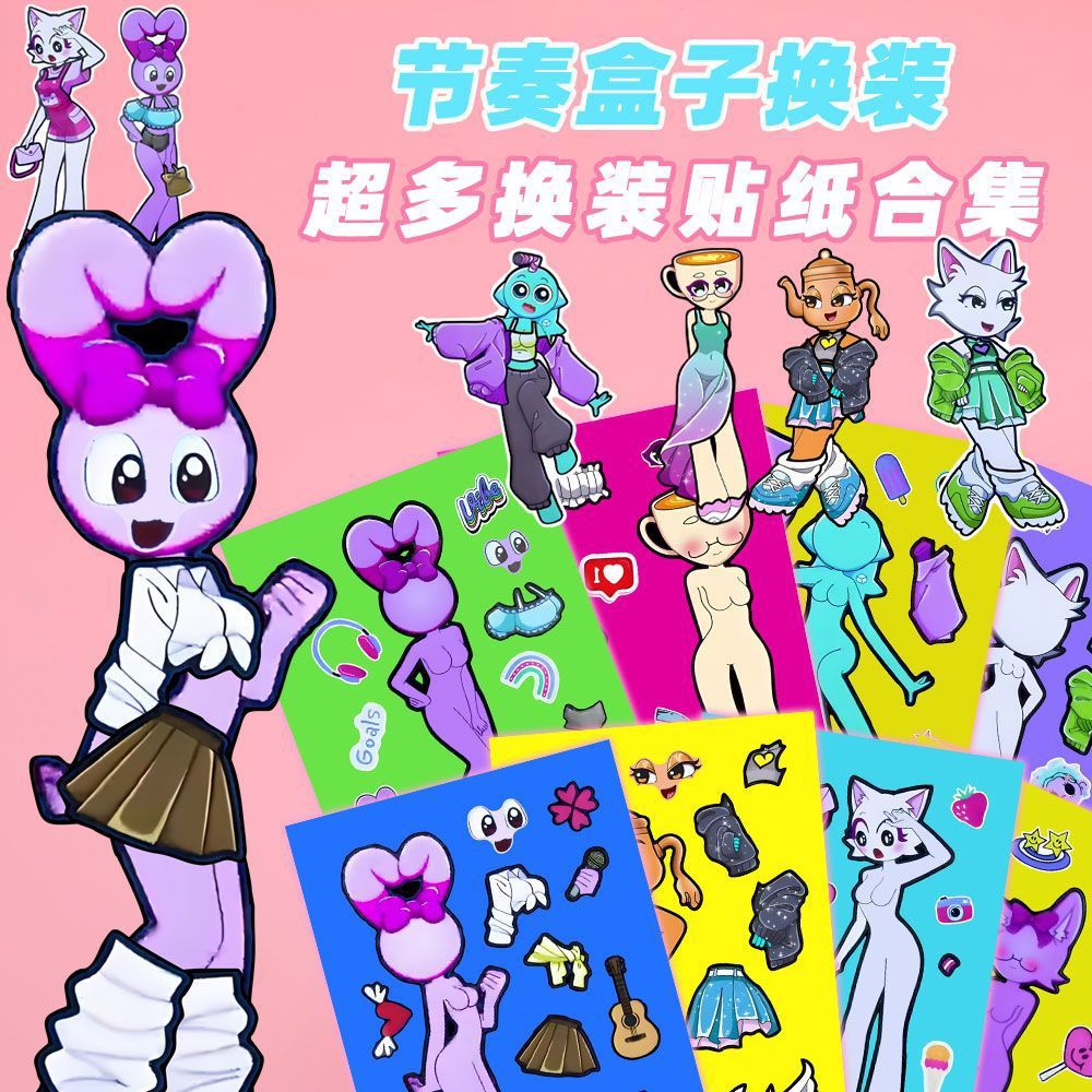 Nueva caja de ritmo sprunki cambio de pegatinas para niños puzzle divertido creativo a mano dibujo de juguetes