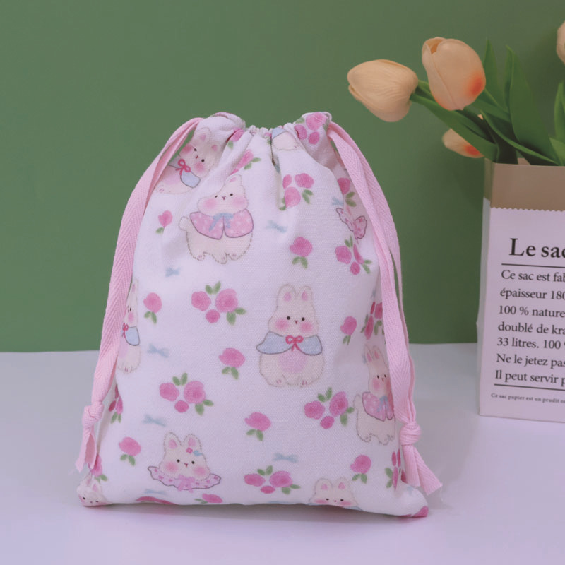 现货帆布束口袋可印LOGO卡通抽绳收纳袋环保防尘束口包学生小布袋