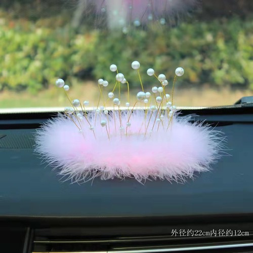 Pearl Crown Feather Cell Phone Anti-Slip Mat Camellia Women's Car Ornament Jewelry Creative Automotive Supplies Manufacturer