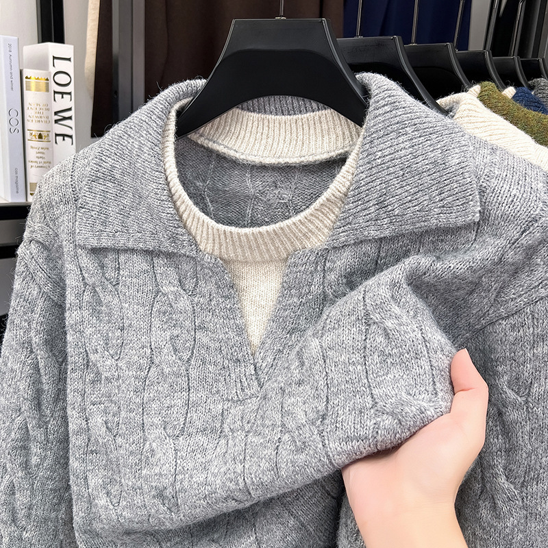 Autumn and winter American-style casual men's trendy designer loose-fitting stylish versatile knitted sweater