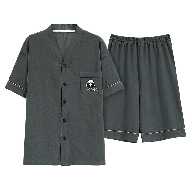 Pijama de los hombres de algodón de verano de manga corta de los hombres traje de la juventud Elegante ropa casera verano 2024 Nuevo