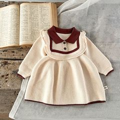 Baby Sweater Girl Baby Cute Doll Collar Sweater Dress 2023 Spring New Baby Sweet Knitted Dress