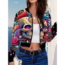 G 89919 Halloween Print Leather Jacket ��ʥ��ӡ��Ƥ�п�