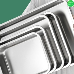 304 ステンレス鋼平底角盆トレイ商業食堂レストラン皿焼き魚プレートバーベキュープレート豚肉ポット冷凍