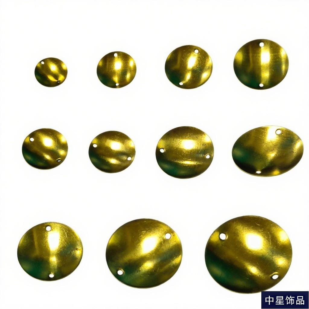 半圆形双孔单孔铜片碟片DIY服饰配手缝铜盖子拼豆钥匙扣配件