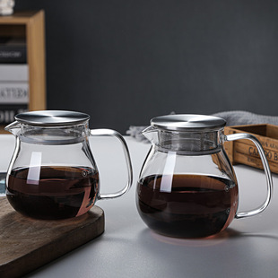 Glass Hand Coffee Pot Stainless Steel Lid Coffee Pot Filter Cup Sharing Pot Household Coffee Pot Printable LOGO