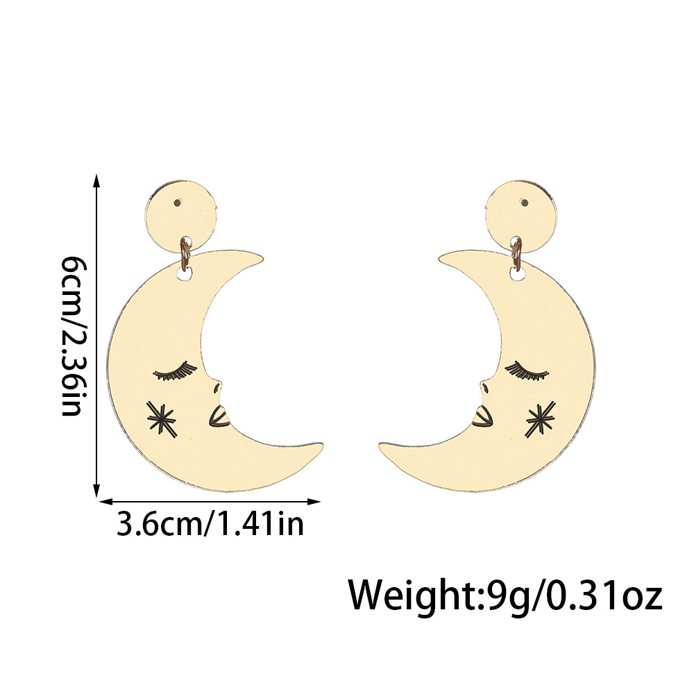 Stone-Free Inlay Material 1 Pair Cute IG Style Sun Star Moon Arylic Drop Earrings