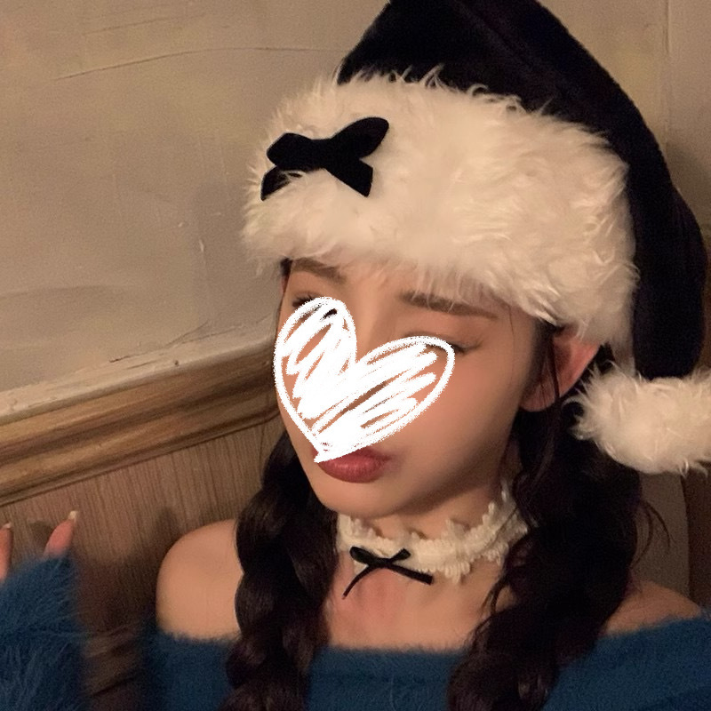Black Bow Christmas Hat Children Autumn and Winter Cute Plush Christmas Headwear cos Costume Photo Props Black Bow Christmas Hat Children Autumn and Winter Cute Plush Christmas Headwear cos Costume Photo Props