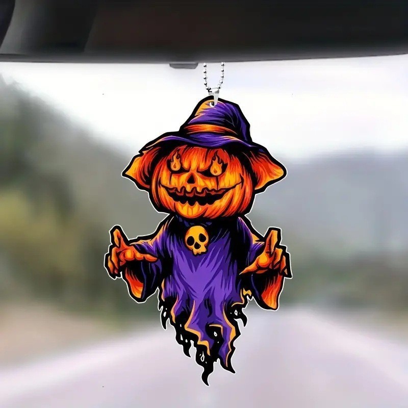 Halloween fantasma calabaza colgante transfronterizo nuevo acrílico coche colgante plano interior interior espejo retrovisor decoración