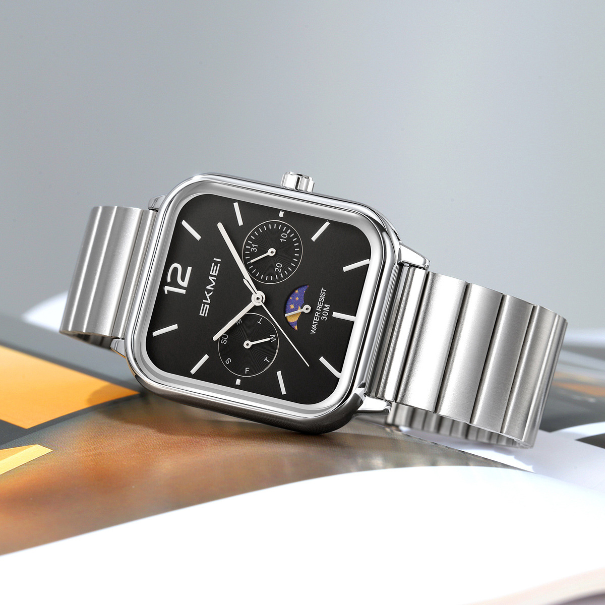 Momento calendario de cuarzo relojes de acero impermeable relojes de negocios al por mayor transfronterizos regalos personalizados fábrica de fuente