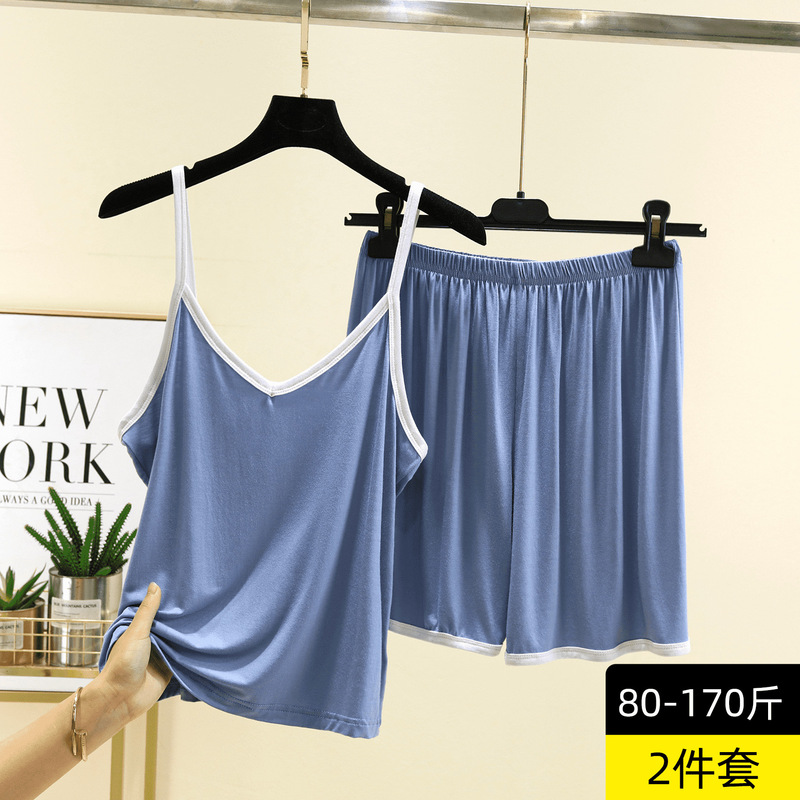 Modal V-Neck Camisole Shorts Thin Sexy Pajamas Sleepwear Plus Size Ice Silk Loungewear Outerwear Base Set Modal V-Neck Camisole Shorts Thin Sexy Pajamas Sleepwear Plus Size Ice Silk Loungewear Outerwear Base Set