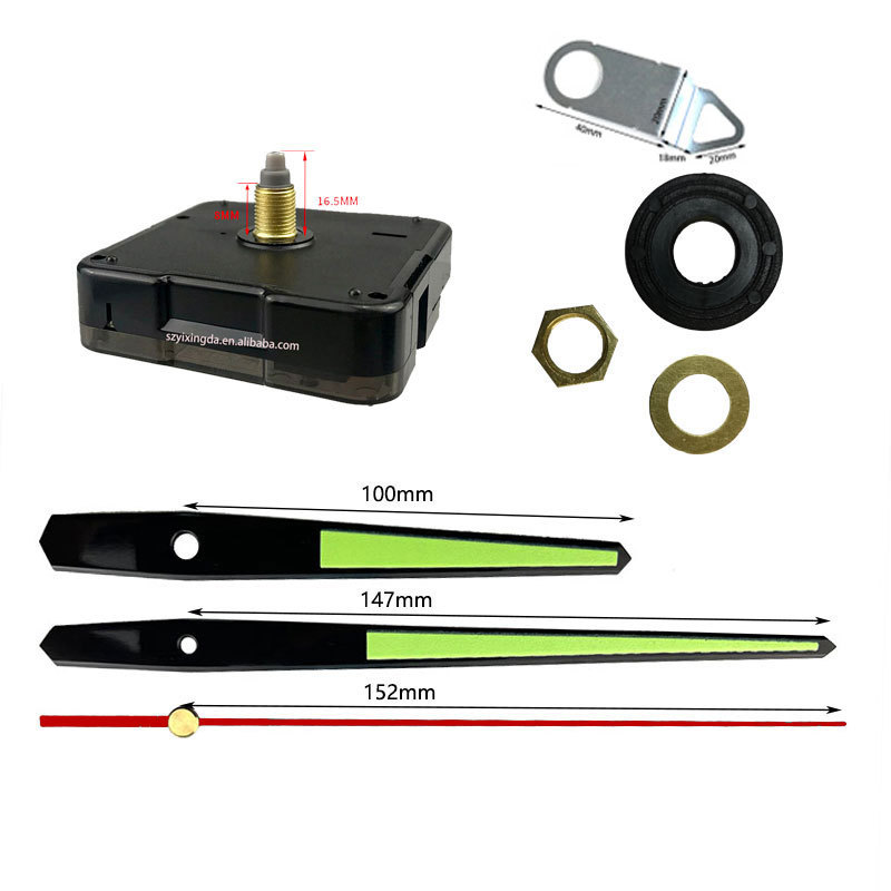 Set completo de movimiento de reloj nuevo modelo, venta caliente transfronterizo, silencioso y fluorescente luminoso, aguja de reloj metálica, para reloj de pared DIY