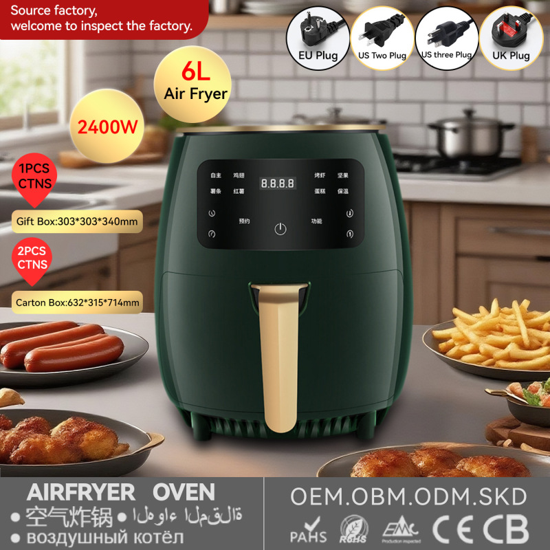新款空气炸锅智能触屏多功能薯条机6LAir Fryer110V220V欧美英规|undefined