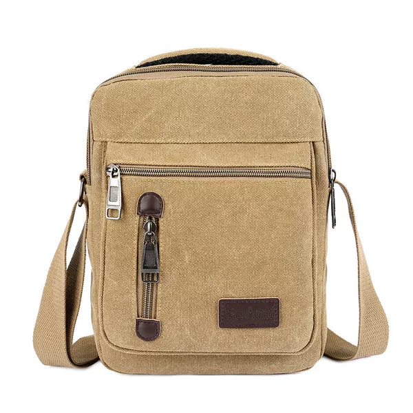 Canvas men's bag new casual shoulder bag lightweight simple multi-layer men's handbag retro travel messenger bag fashion