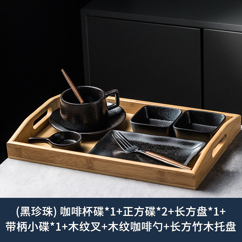 家用下午茶陶瓷餐具套装一人食餐盘带托盘酒店餐厅早餐分格盘套装|undefined