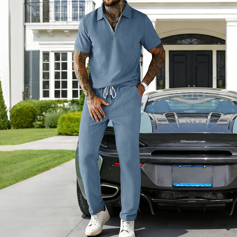 Set polo e pantaloni in velluto a coste per uomo estate_voghion.com