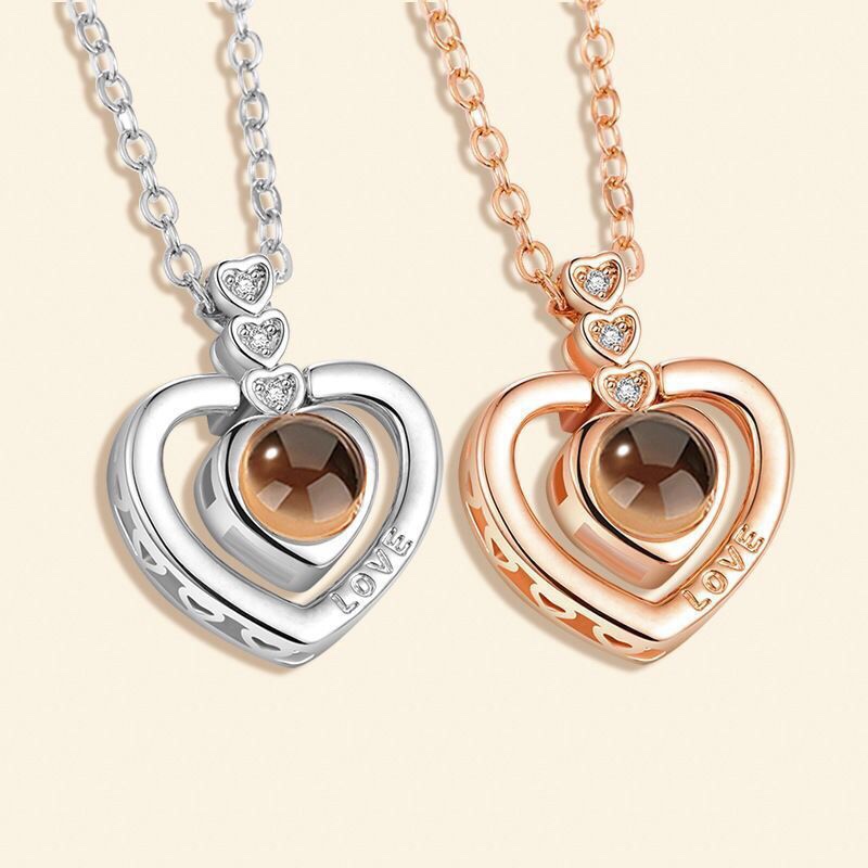 Elegant Korean Style Heart Shape Copper Zircon Pendant Necklace In Bulk display picture 1