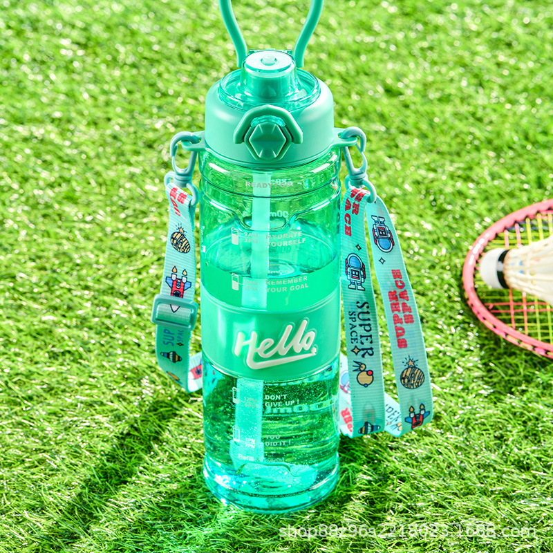 Amazon Shake2024 nuevo HELLO doble bebida taza portátil de plástico hervidor deportivo masculino verano al aire libre