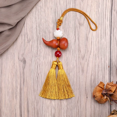 interior pendant car creative car: Car hanging - double-sabwood-gourd-lotus-earthy-yellow