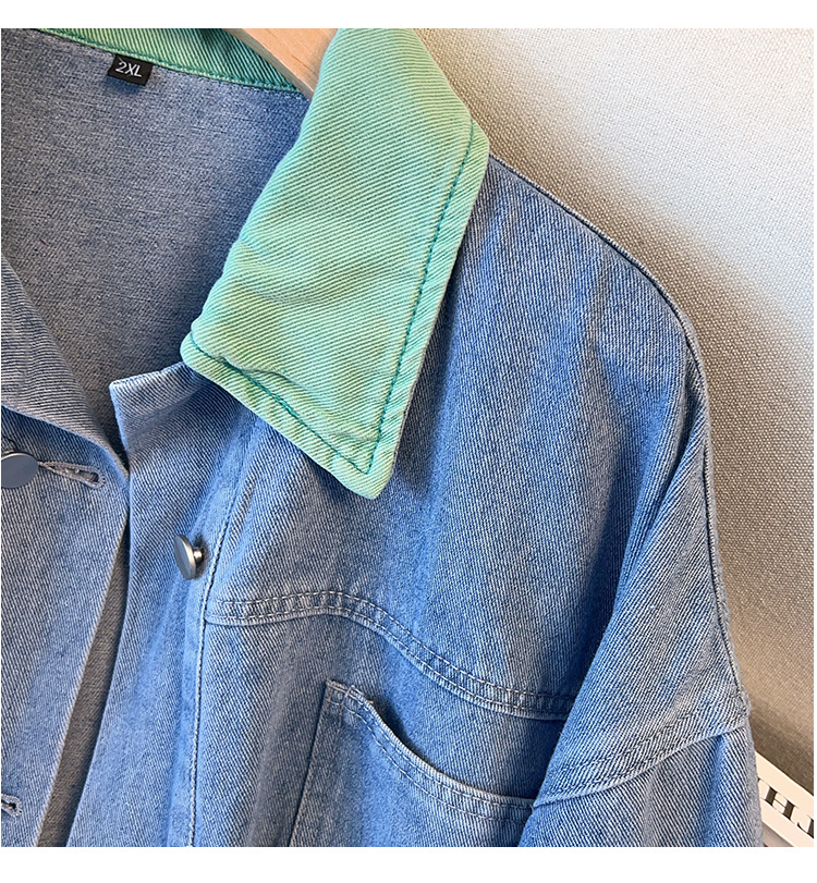 Damenbekleidung Große Größe Frühjahr Neue Lose Jeansjacke 200/300 Catties Lose Schlanke Oberseite_voghion.com