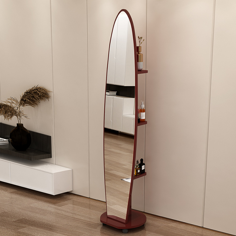 Espejo de cuerpo entero, espejo de piso para vestir, espejo de probador de dormitorio doméstico para niñas, espejo grande tridimensional móvil giratorio de viento