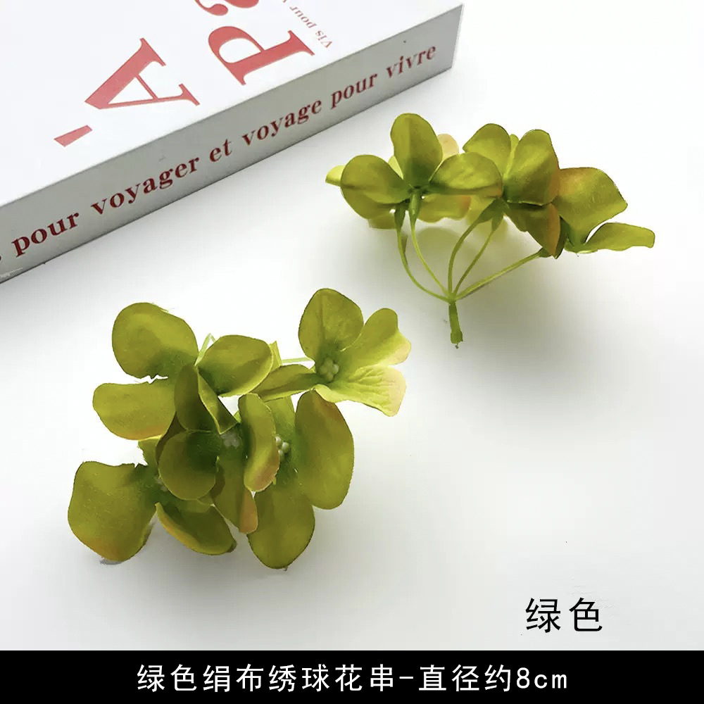 Simulación verde flor al por mayor flor falsa hecha a mano material pinza de flores accesorios de tocado de flor pequeña decoración del salón de bodas