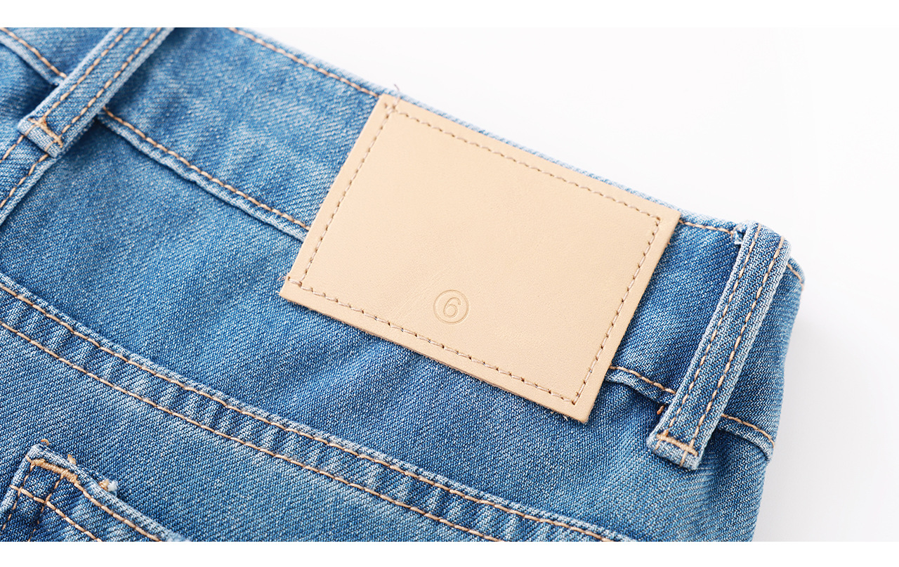 Quần jean nữ cạp cao ống suông vải cotton co giãn mềm mại — xanh lam chi tiết 30
