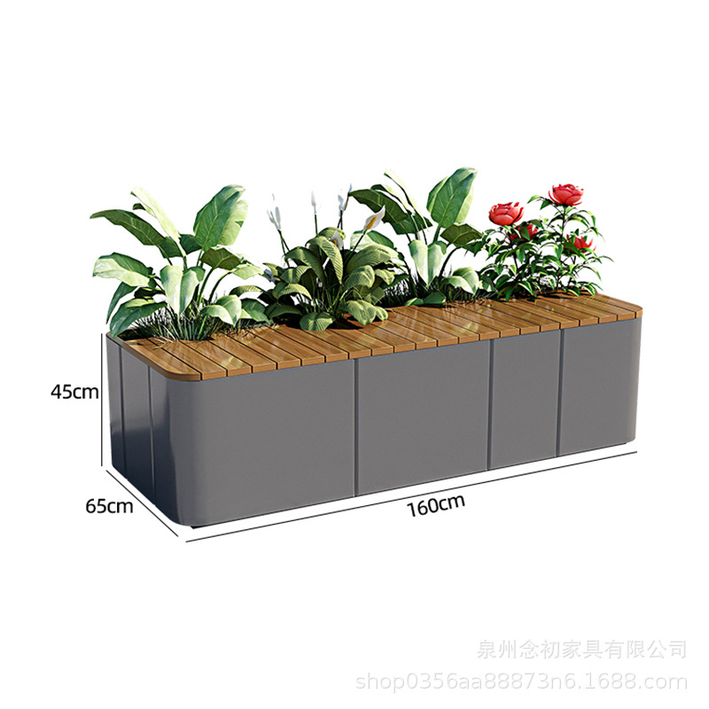 戸外鉄芸花箱組合せ販売部商店街は緑化花壇カフェ街のステンレス花溝を遮断している