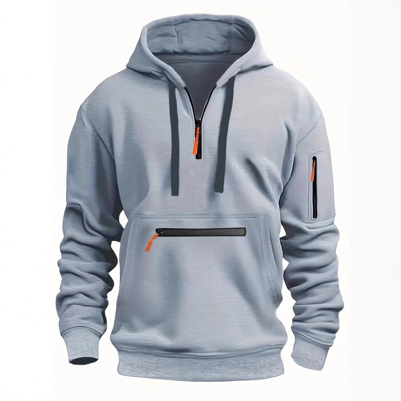 Cross-Border Autumn and Winter Men's Sweatshirt Hoodie Pocket Waterproof Zipper Multi-Pocket Pullover Sports Casual Sweatshirt Cross-Border Autumn and Winter Men's Sweatshirt Hoodie Pocket Waterproof Zipper Multi-Pocket Pullover Sports Casual Sweatshirt