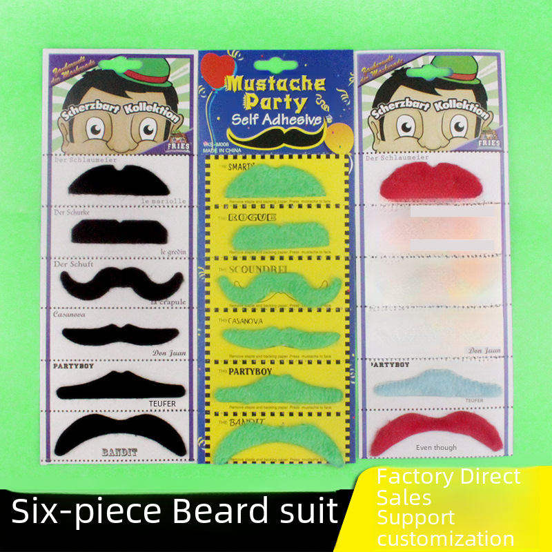 Irish festival carnival 6pcs beard green half -card beard polyester…