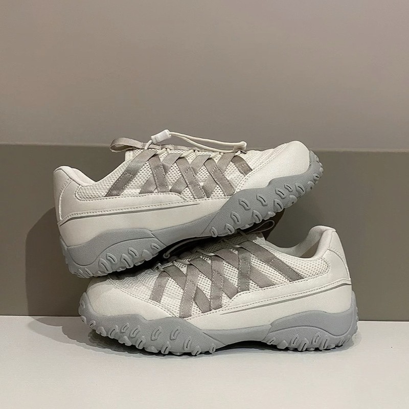 Cowhide version ~ Han Suxi with thick-soled casual sneaker women's mountaineering platform shoes ballet ribbon torre shoes