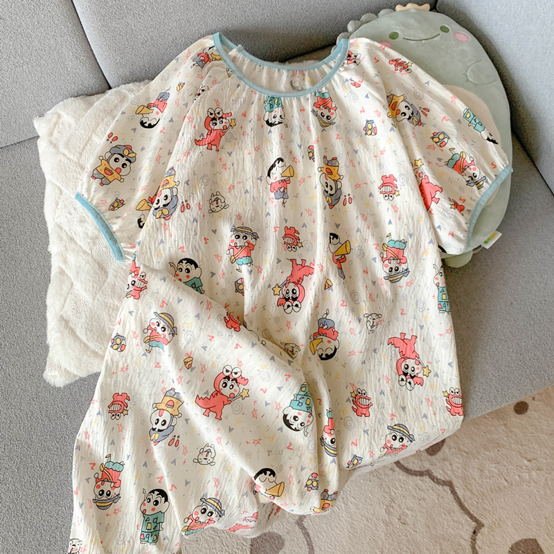 HolloKitty pijamas para mujer verano nube hilo de algodón de manga corta camisón linda niña seda de algodón ropa de hogar verano