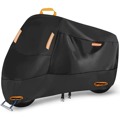 Cross-border explosions motorcycle cover rainproof silver coated 190T electric car clothing sunscreen dustproof bicycle cover wholesale (Car clothing) - m-black-orange-strip