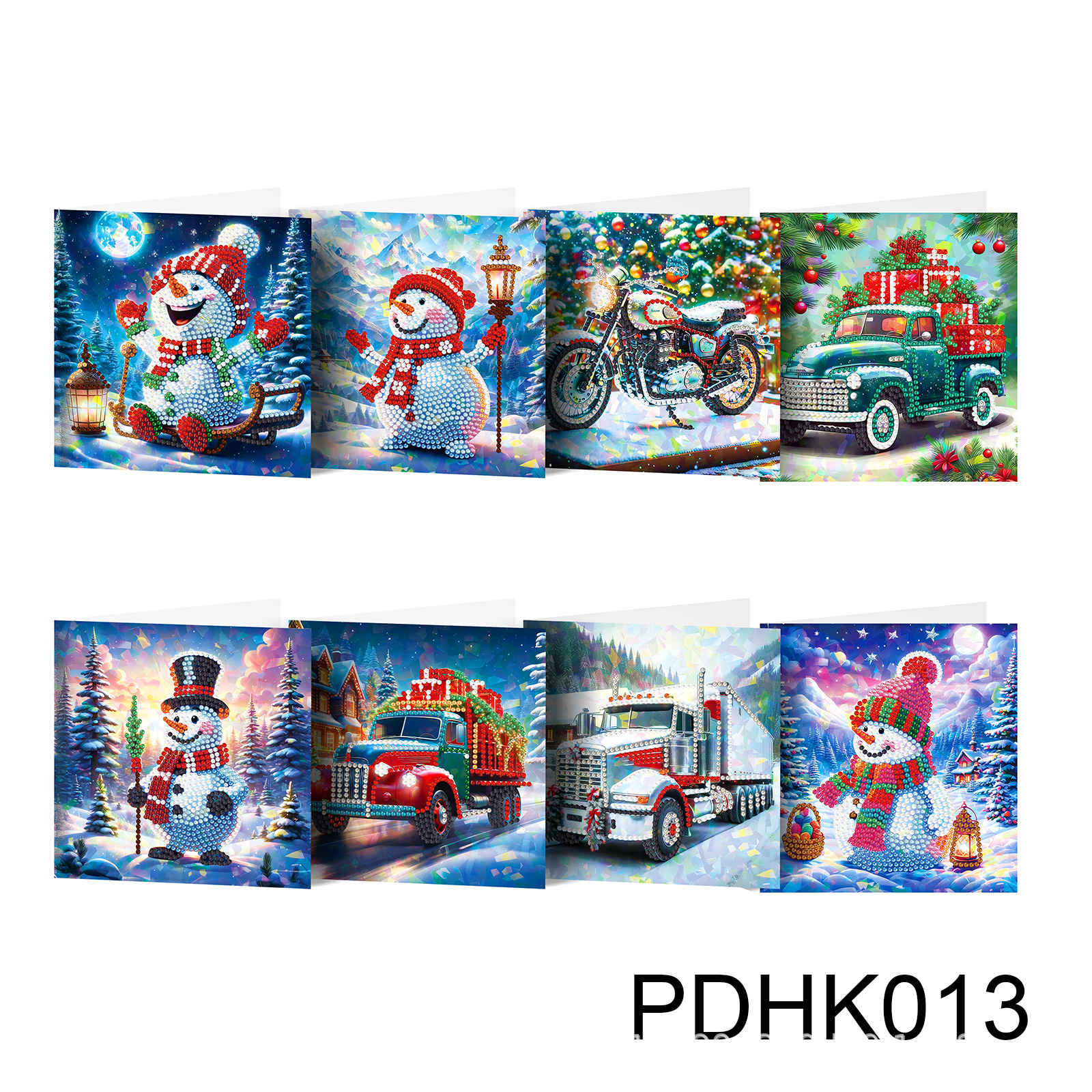 Nuevos diamantes transfronterizos alrededor de la pintura de diamantes DIY flores de Navidad tarjetas de regalo de cumpleaños 12 tarjetas de diamantes