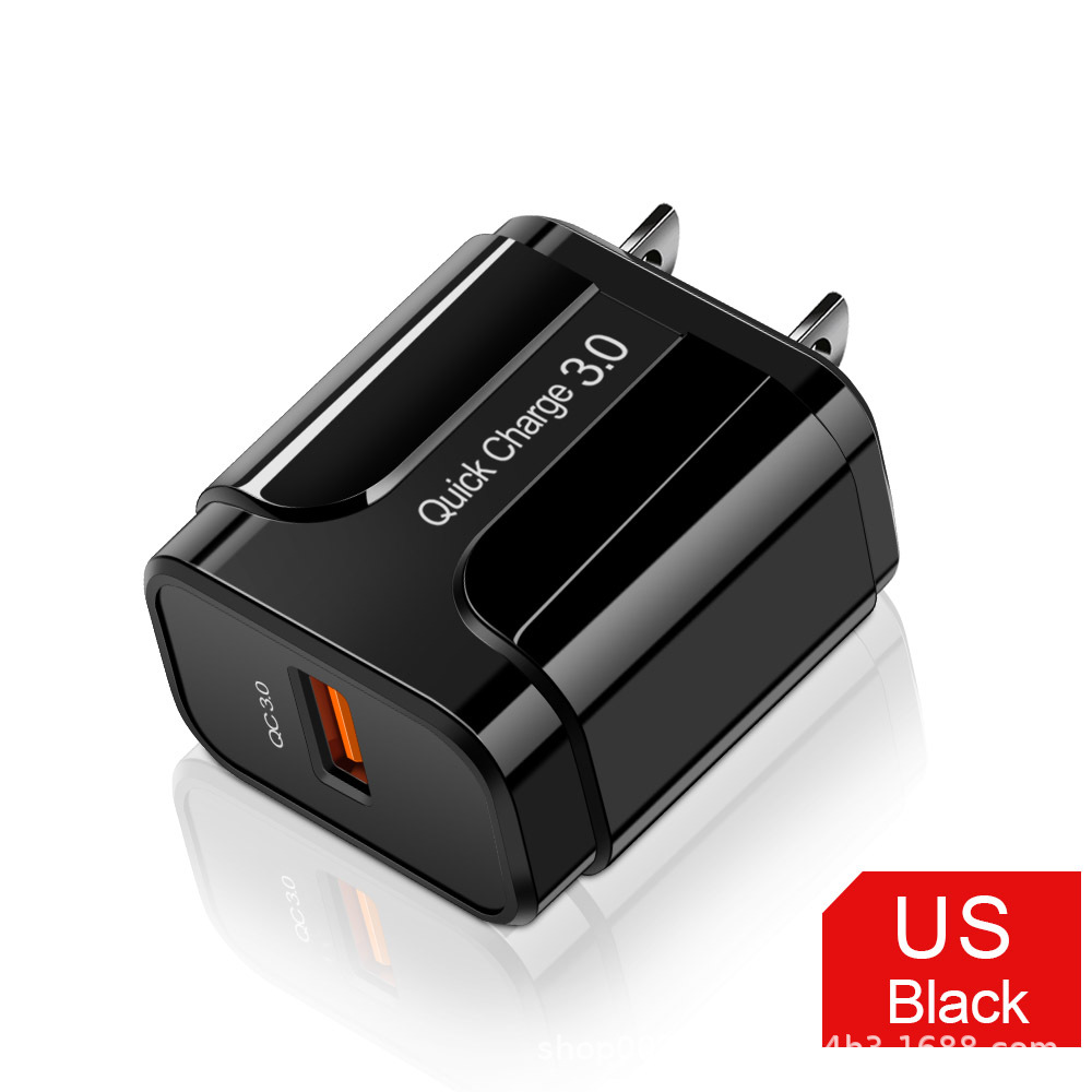 Estuche europeo y americano de carga rápida QC3.0 puerto único 5V/3A cabezal de carga carga rápida carga flash cargador de teléfono inteligente