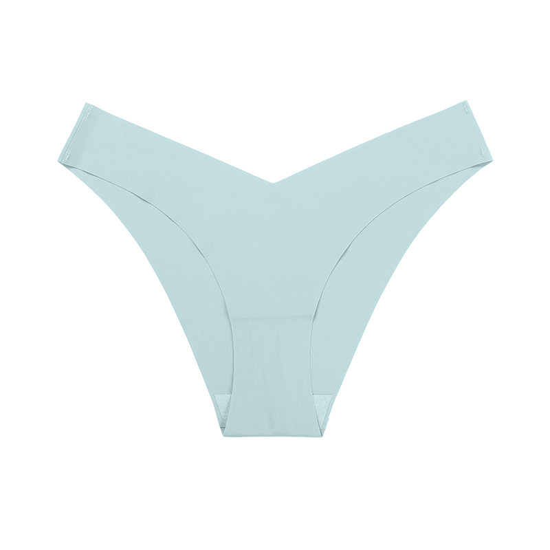 Ropa interior de seda de hielo sin costuras de talla grande europea y americana cintura en forma de V de una sola pieza de algodón entrepierna transpirable calzoncillos de mujer