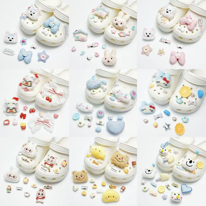 Cute Cartoon Fabric Knotted Plush Puppy Clogs Accessories DIY Shoe Flower New Fashion Clogs Shoe Buckle