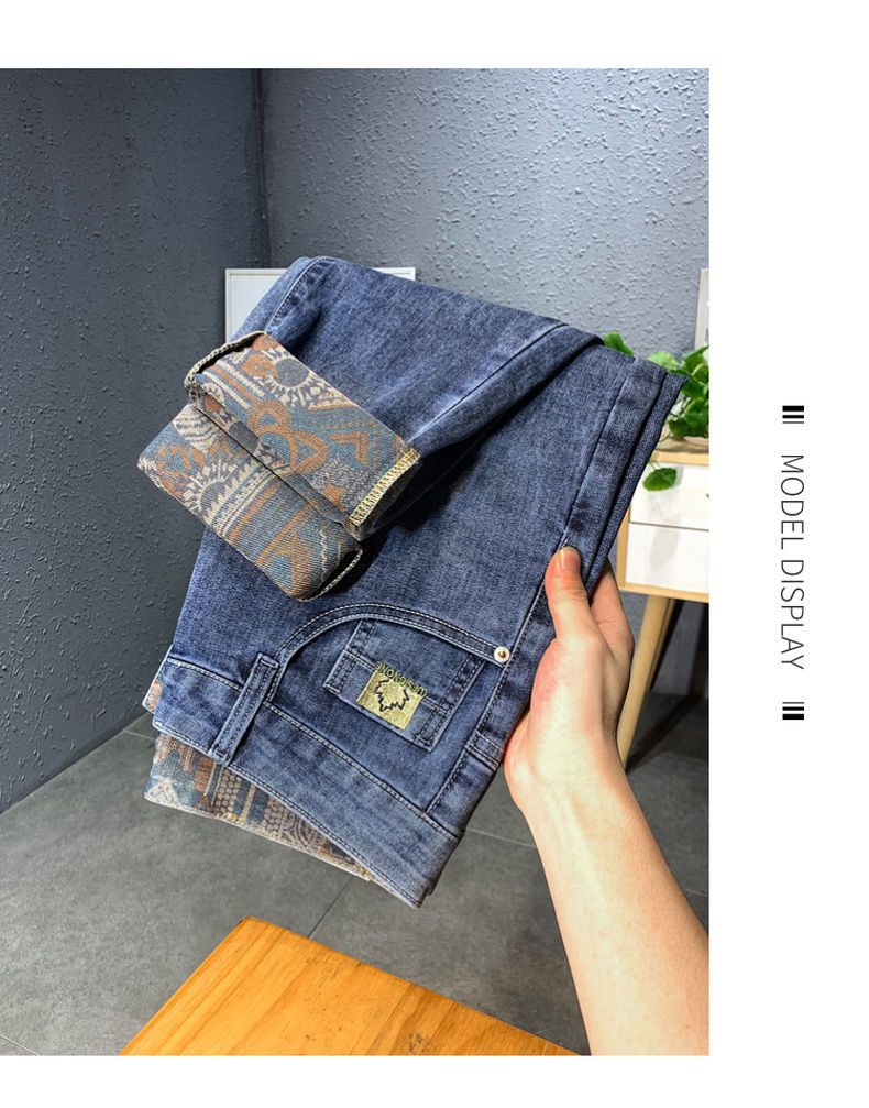 Jean droit et ample pour hommes, pantalon Long, tendance, haut de gamme, élastique, décontracté, nouvelle collection automne_voghion.com